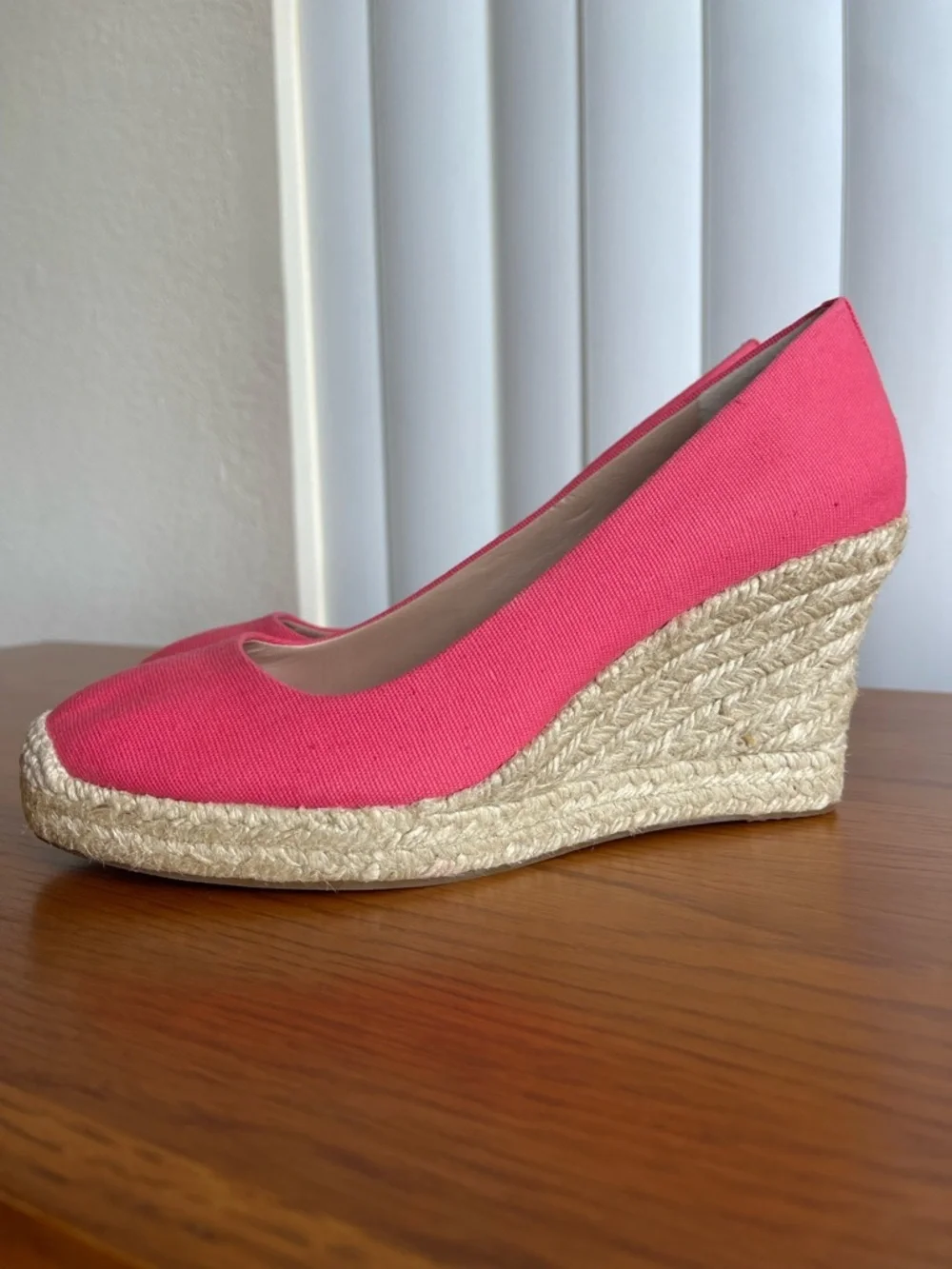 J.Crew Seville Canvas Espadrille Wedge Salmon Pink Size 7.5 - Picture 3 of 16